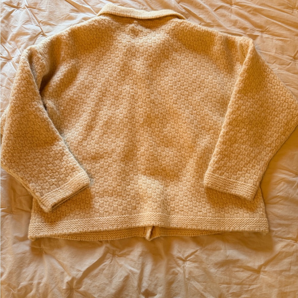 Aran Crafts Ireland 100% Wool Fisherman Cable Knit Cardigan Sweater L - Picture 2 of 10